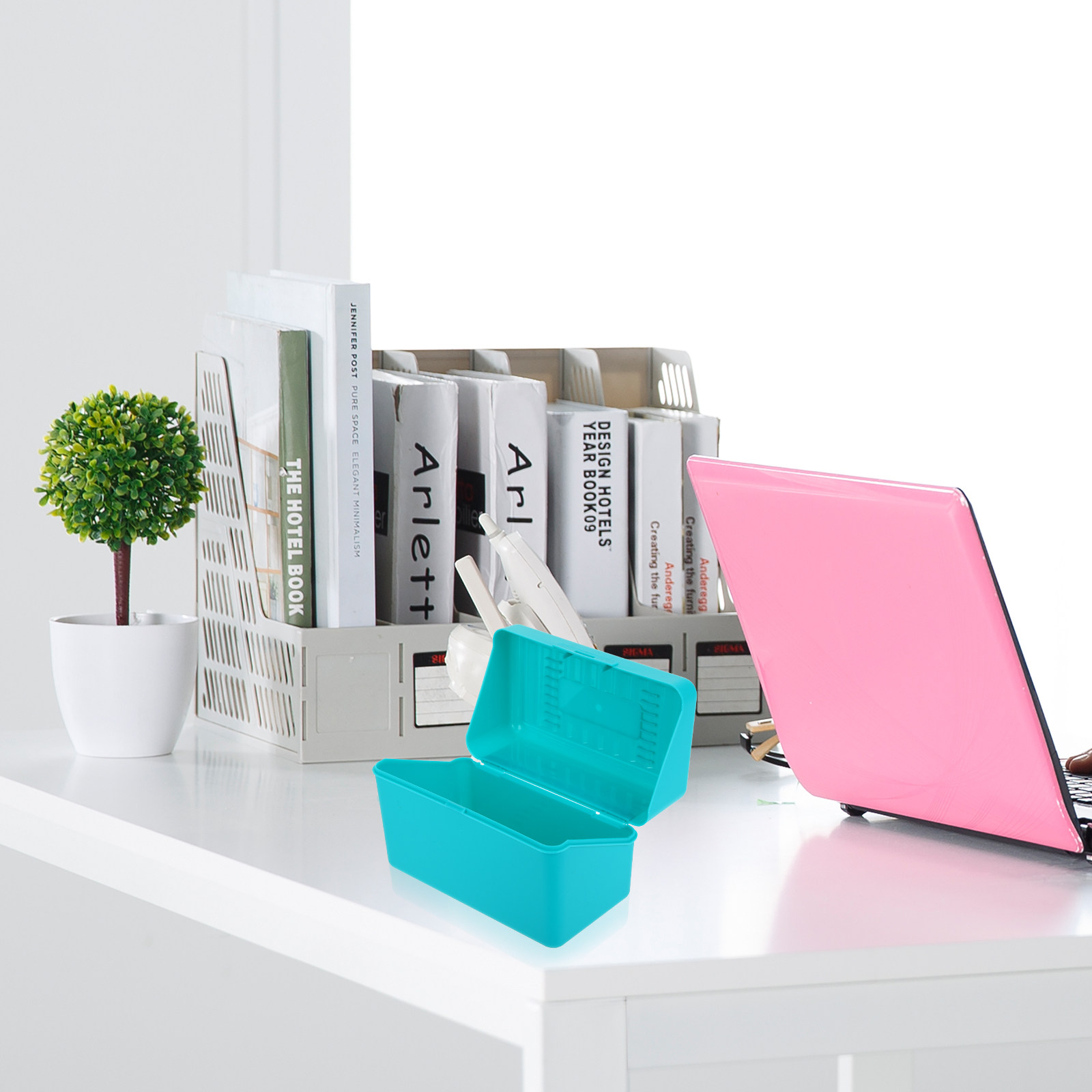 Index Card Holder - 4 Peças Organizador de Plástico para