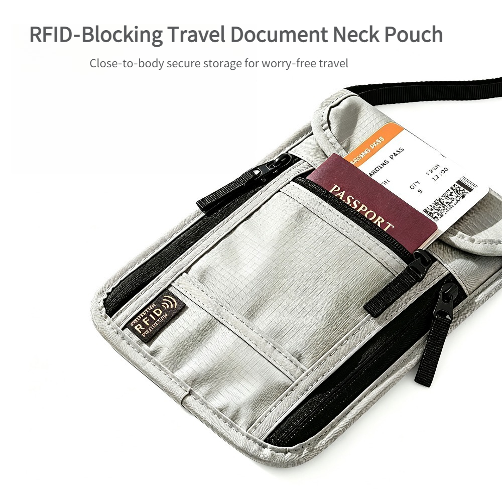 Index Card Holder - Carteira de Pescoço para Viagem, Porta-Passaporte
